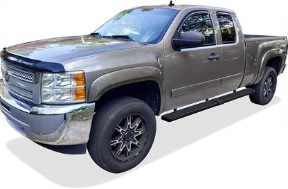 APS (Stainless Steel Black 6 inches Wheel to Wheel) Running Boards Nerf Bars Steps Compatible with Chevy Silverado GMC Sierra 1500 2500 1999-2013 Double Cab 6.5ft Bed & 2500HD 3500 2001-2014