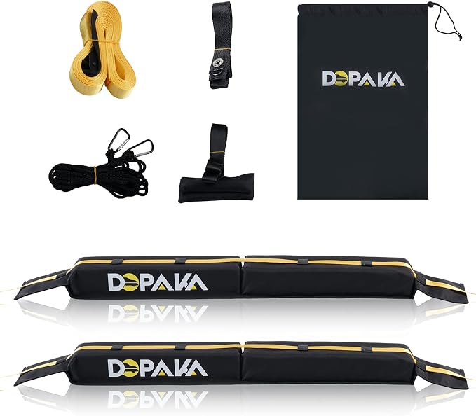 Kayak Roof Racks,Soft Roof Rack Pads,Universal Car Roof Rack for Surfboard/Ski/Kayak Paddle Board/Luggage Carrier System Include 2 Tie Down Straps,2 Tie Down Rope,2 Quick Loop Strap,and Storage Bag