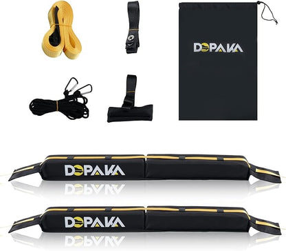 Kayak Roof Racks,Soft Roof Rack Pads,Universal Car Roof Rack for Surfboard/Ski/Kayak Paddle Board/Luggage Carrier System Include 2 Tie Down Straps,2 Tie Down Rope,2 Quick Loop Strap,and Storage Bag