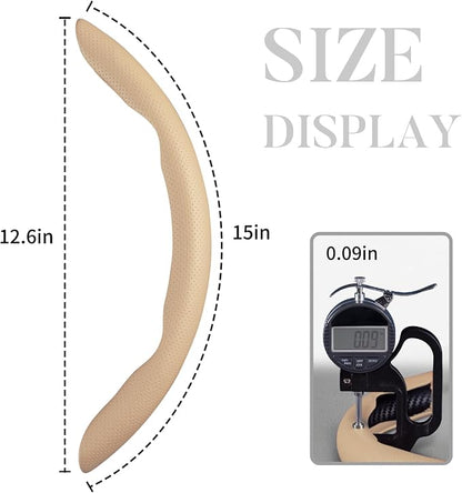Car Steering Wheel Cover Leather Snap On 3Pcs Set Non-Slip Protector Wrap Steering Wheel Accessories 14.5-15 inch Universal Beige