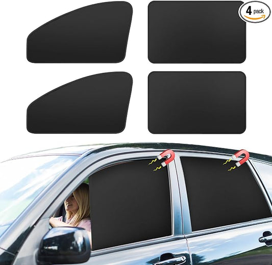 Car Window Sun Shades Curtains - Magnetic Privacy Curtains Side Window Sun Shades 100% Block Light Car Window Covers with Cooler Feeling (dexterous, 4pcs)