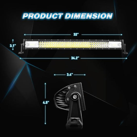 Nilight LED Light Bar 32Inch 378W Flood Spot Combo Triple Row Driving Lamp Roof Bumper Off Road LED Work Lights Pods for Van Camper Wagon Car Pickup Golf Cart ATV UTV SUV Truck Boat 4x4