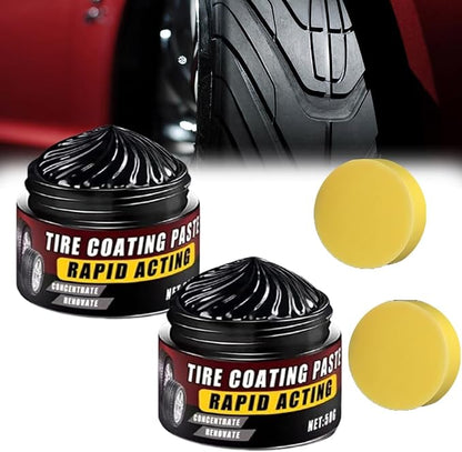 Premium Tire Coating & Trim Restorer, Tyre Nourish Cream, Car Tire Shine with Sponge, Tire Polishing Paste, Ceramic Coating Bring Back the Original Deep Black Shine to Rubber and Plastic (1, 50g)
