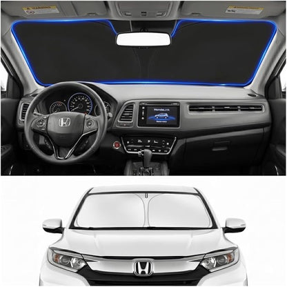 Custom Fit Windshield Sun Shade for Honda HRV HR-V 2016-2022 | Custom Fit Windshield Cover, Blocks UV Rays, Double-Layer Heat Shield, Durable Frame, Easy Fold & Storage