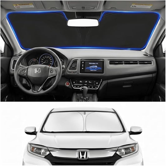 Custom Fit Windshield Sun Shade for Honda HRV HR-V 2016-2022 | Custom Fit Windshield Cover, Blocks UV Rays, Double-Layer Heat Shield, Durable Frame, Easy Fold & Storage