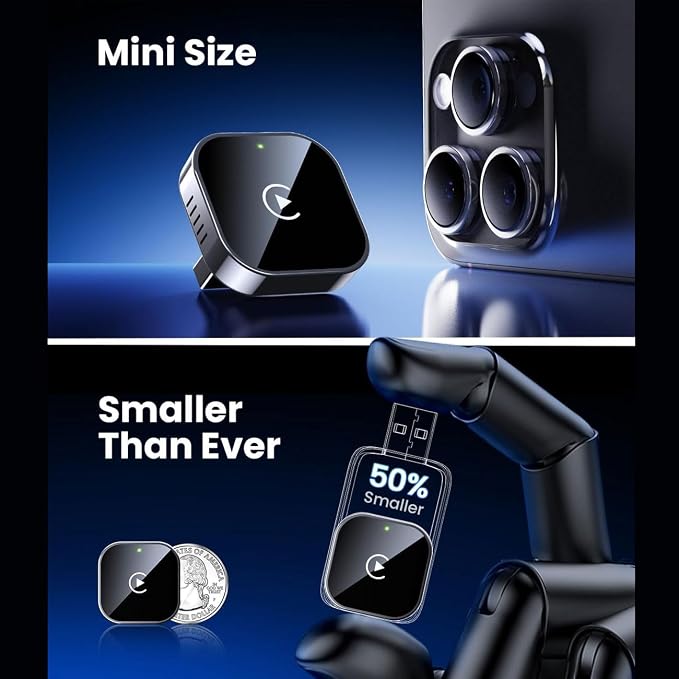 2 in 1 CarPlay Adapter for Rover Defender 90/Defender 110/Range Rover Velar, CarPlay Wireless Adapter with Auto Reconnect Fast Pairing Bluetooth Connection Compact USB Dongle