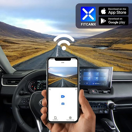 Fitcamx Front 2K+Rear 1080P Dash Cam Adapts for Toyota RAV4 2019-2021 (Model A, No Vents) & Prime Plug-in Hybrid, OEM Look, Dual HD Video, WiFi & APP, Loop Recording, G-Sensor, Easy to Use, 64GB Card