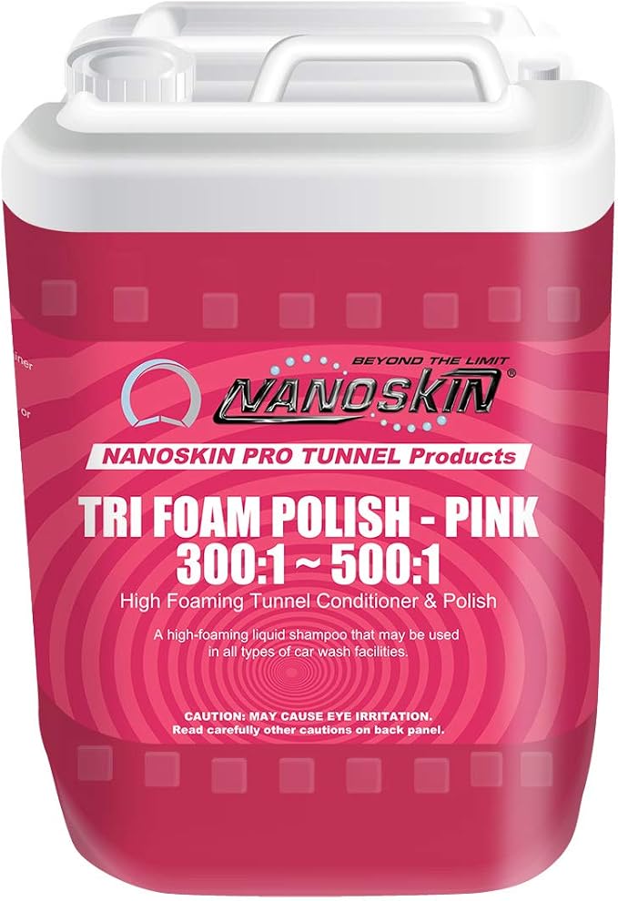 Nanoskin Tri-Foam Polish, Pink – 5 Gallons, 300:1~500:1 Dilution, High-Foaming Conditioner & Polish for Car Wash Tunnels, Automatic Wash Systems, and Foam Cannons