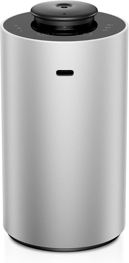 Airversa Waterless Essential Oil Diffuser for Home, Rechargeable and Portable Scent Diffuser with 3 Countdown Timers & Mist Levels for Car Room Studio Office, Scenta Lux Premium Metal Silver