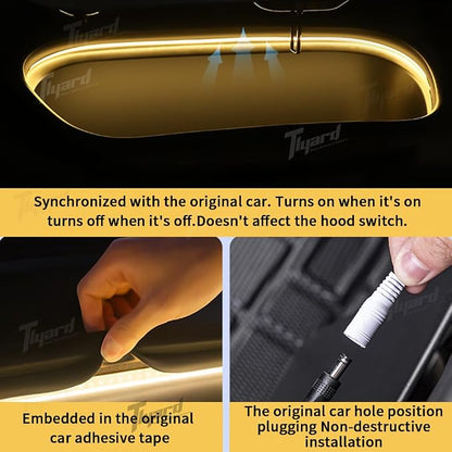 Tlyard Front Trunk LED Lights Strip for Tesla Model 3 Highland 2024 2025 2026 Back Interior Frunk Lightning Waterproof &High Brightness Strip for Tesla Model 3 Accessories Warm White