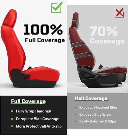 Car Seat Covers Fit for Toyota Tacoma 2016-2023,Full Coverage Faux Leather Car Seat Covers Full Set,Custom Waterproof Breathable Car Seat Protector Front Seat and Back Seat Covers for Cars(Red)