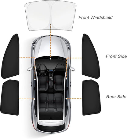 KUST Car Window Shades for Nissan Murano 2025-2026 Windshield Sun Shade Side Window Cover UV Block Privacy Protection Murano Accessories for Camping Blackout Rear Back Full Set 5PCS