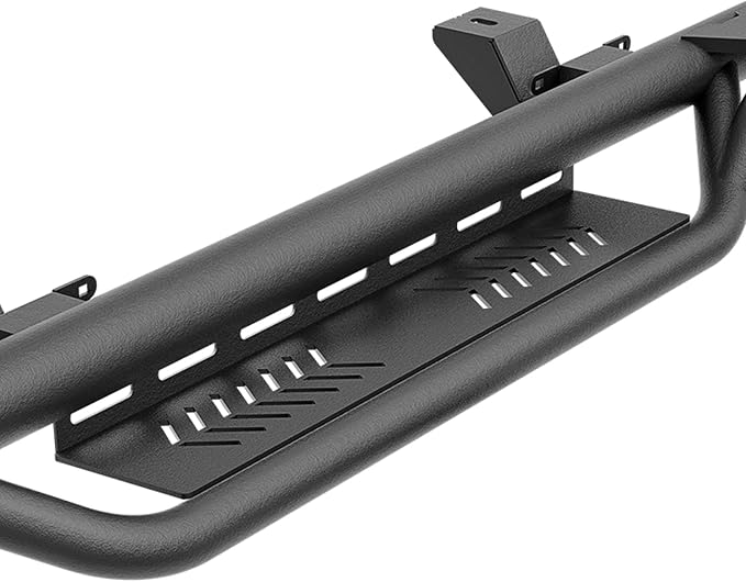 Running Boards Compatible with 2018-2026 Jeep Wrangler JL JLU Unlimited 4 Doors, Heavy-Duty Steel Nerf Bars Two Stairs Design Side Steps Bolt-on Step Plates Rock Sliders Rail