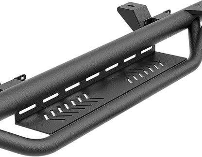 Running Boards Compatible with 2018-2026 Jeep Wrangler JL JLU Unlimited 4 Doors, Heavy-Duty Steel Nerf Bars Two Stairs Design Side Steps Bolt-on Step Plates Rock Sliders Rail