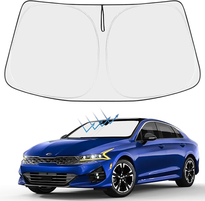 Proadsy Windshield Sun Shade for Kia K5 2026 2025 2024 2023 2022 2021 Custom Fit GT-Line, GT, Sedan 4-Layer Foldable Front Sunshade Protector Sun Visor Blocks UV Rays Keep Car Cooler