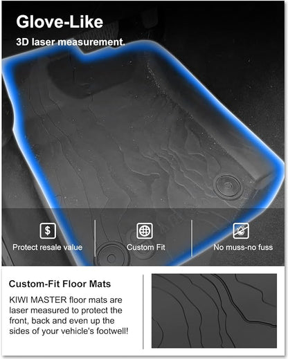 KIWI MASTER Floor Mats for 2018-2026 Jeep Wrangler JL 4-Door, OEM Replacement 82215203AE, Custom Fit All Weather Car Mats, Heavy Duty TPE Floor Liners, Front & Rear 2 Row, Black