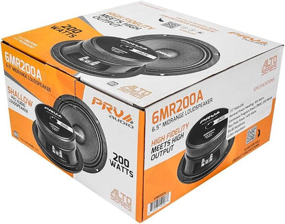 PRV AUDIO 6.5 Inch Shallow Midrange Speaker, 6MR200A, 200 Watts, 8 Ohm Shallow Mount Car Audio Slim Speaker, 1.5 in Voice Coil, Compact for Doors (Single)