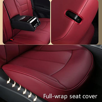 CocheFamilia Custom Fit Corolla Car Seat Covers for Select 2019 2020 2021 2022 2023 2024 2025 Toyota Corolla Hatchback SE, XSE, Nightshade - Full Set,Leather(Burgundy)