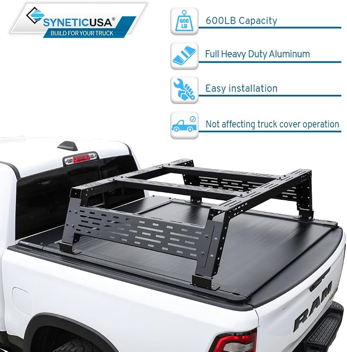 Syneticusa ER Power Retract Hard Tonneau Cover with Rack Kit Fits 2004-2026 Ford F-150 6’7” (78.9”) Truck Bed Off Road Overlanding Retractable