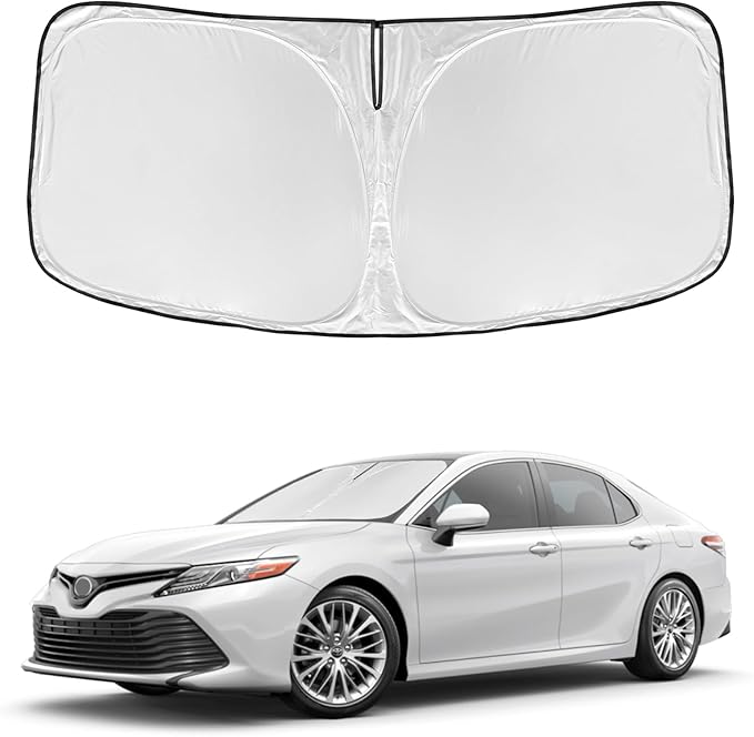 for Toyota Camry 2007-2011 Windshield Sun Shade - 4 Layers Car Sunshades for Front Windows Shade Cover Custom Fit Camry Sun Visor 250T Retractable Shade Blocks UV Rays Car Accessories