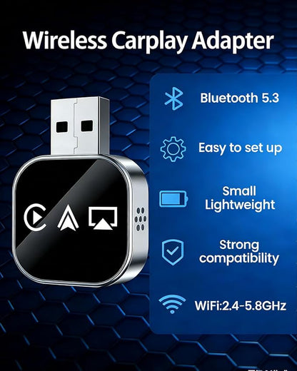 Mini Wireless Carplay Adapter for iPhone 3 in 1 Car Play Dongle Wired to Wireless Screen Mirror Accessories Converts Fast Auto Connect No Audio Delay Bluetooth 5.3 & 5ghz Wi-Fi - Plug & Play (2PCS)