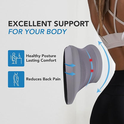 Lofty Aim Lumbar Support Pillow for Car, Memory Foam Lumbar Pillow for Lower Back Pain Relief - Back Cushion for Driving, Chair Support for Car-Office Chair, Wheelchair - Gray