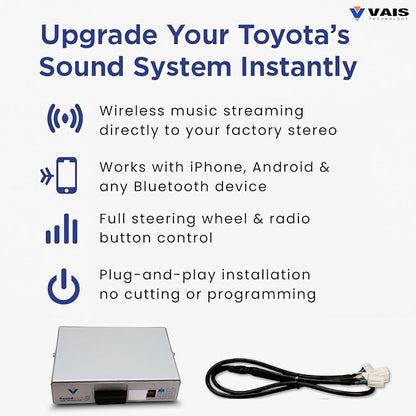 VAIS Technology SL3b-T Bluetooth Audio Adapter - Wireless Music Streaming Add-On Compatible with Most Toyota 2004-2012 Vehicles - Retains Steering Wheel Control & Includes USB Charging Port