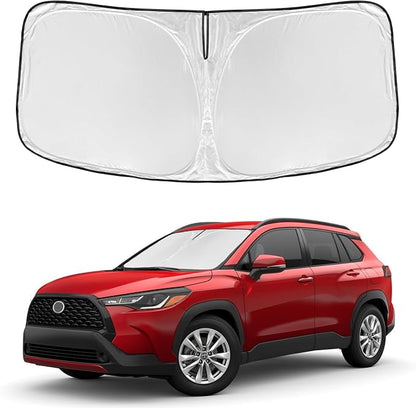 for Toyota Corolla Cross 2022-2025 2026 Windshield Sun Shade - 4 Layers Car Sunshades for Front Windows Shade Cover Custom Fit Corolla Cross Sun Visor 250T Retractable Blocks UV Rays Car Accessories