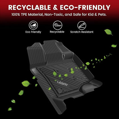 LASFIT Front Floor Mats for Ford F-150 2015-2026 | F150 Lightning 2022-2025 SuperCrew & Super Cab Carpet Floor All Weather Car Liners TPE Truck Mats-First Row Only, 2pcs Black