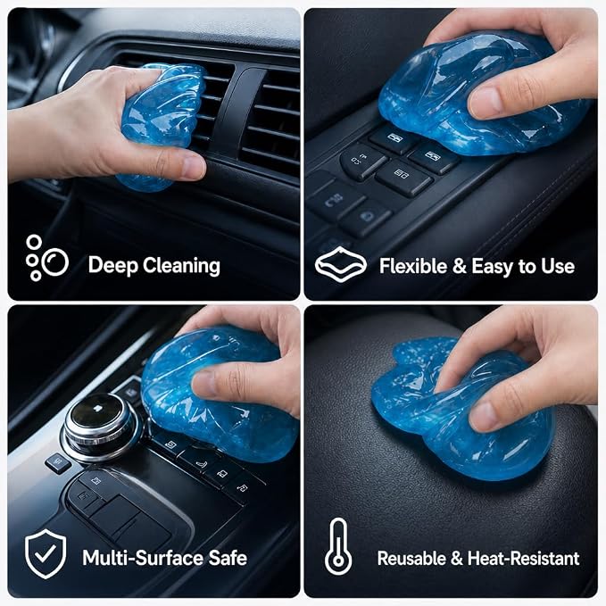 toretark Car Cleaning Gel – Reusable Interior Car Cleaner Putty, Natural Auto Detailing Slime for Vents & Crevices, Universal Car Accessories Gift for Men & Women, Yellow