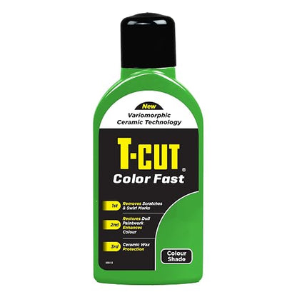 T-Cut Color Fast 3-in-1 Paint Restorer, Green - Scratch Remover, Ceramic Car Wax & Color Enhancer - Removes Swirls & Oxidation, 17 oz