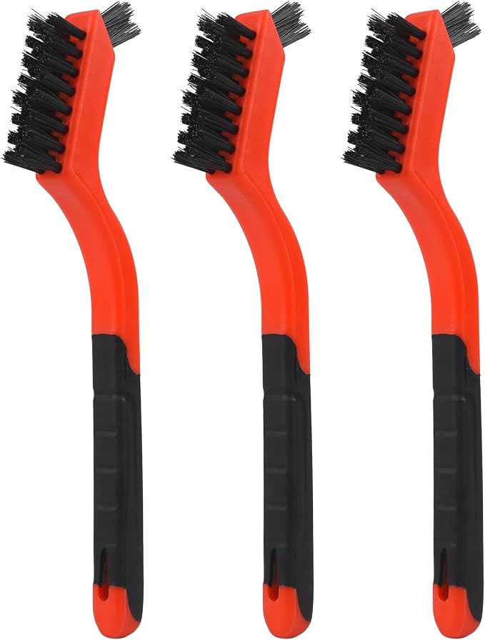 Nylon Cleaning Brushes with Ergonomic Handle for Tight Spaces, Auto Detailing Brush Set for Cleaning Dust in Holes(3 Pack)