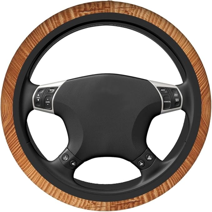 Wood Texture Steering Wheel Covers Non Slip Neoprene Universal 15 Inch Steering Wheel Protector Car Cover for Men Women