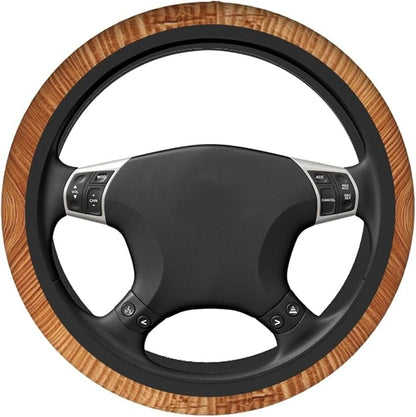 Wood Texture Steering Wheel Covers Non Slip Neoprene Universal 15 Inch Steering Wheel Protector Car Cover for Men Women