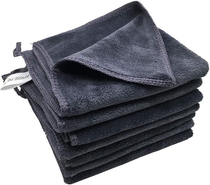 Microfiber Cleaning Cloth Ultra Absorbent & Soft Micro Fiber Cloth for Cleaning for House Kitchen Boat Microfiber Towels for Cars Window Cleaner (12"x12") Grey-6 Pack