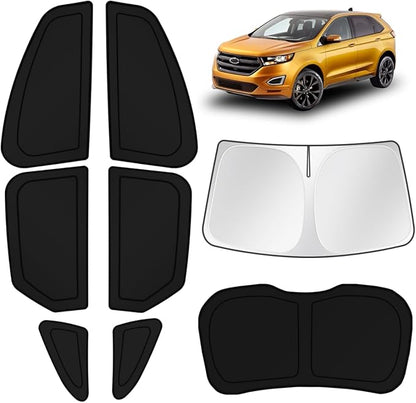 KUST Car Window Shades for Ford Edge 2015-2020 2021 2022 2023 2024 Windshield Sun Shade Side Window Cover UV Block Privacy Protection Accessories for Camping Blackout Rear Back Full Set 8PCS