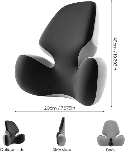 BEBAS Ergonomic Lumbar Support Pillow for Car - Memory Foam Back Cushion for Driving Seat - Comfort Lower Back Pain Relief, Fits Car Seats, Office Chairs, Sofa (BlackGray)