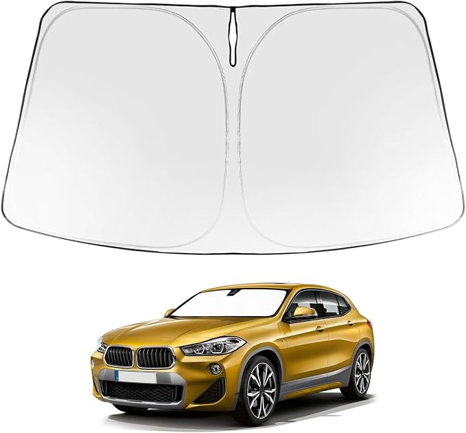 Proadsy 2026 Upgrade Windshield Sun Shade Custom Fit 2018-2023 BMW X2 F39 Foldable Front Sunshade Protector Sun Visor Blocks UV Rays Keep Car Cooler