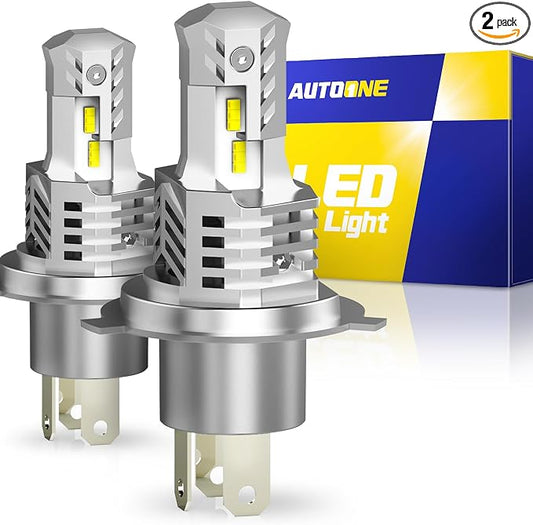 AUTOONE H4/9003/HB2 LED Bulbs Super Bright, 6000K White H4 Halogen Raplacement Fog Lights, Canbus Ready Direct Fit, Pack of 2