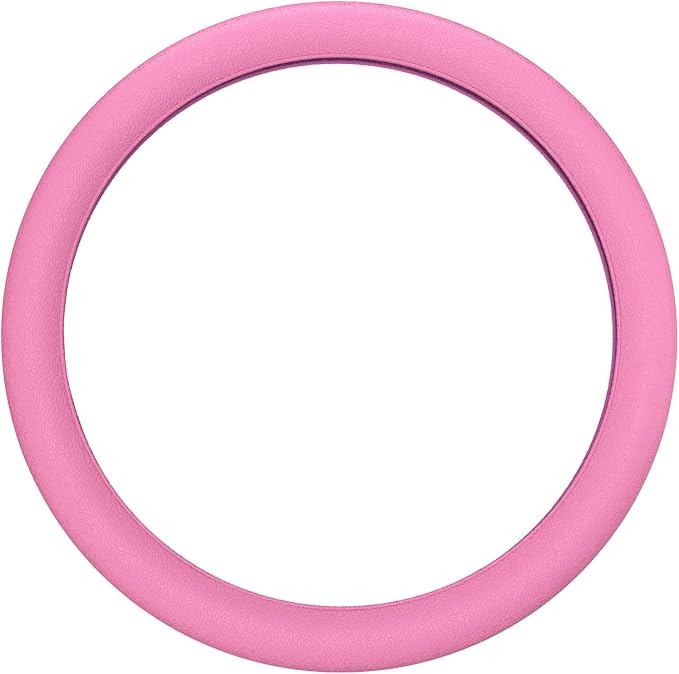 LRITER Car Steering Wheel Cover, Non-Slip Silicone Material, Multiple Color Choices, Universal Auto Parts Steering Wheel Cover, Suitable for Most Cars (Pink)