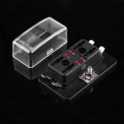 4 Way Circuit BladeBox Block Holder with LED Warning Light Kit for Car Van Boat Marine