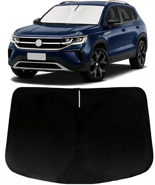 Windshield Sun Shade for Volkswagen VW Taos 2022 2023 2024 2025, Car Front Window Sunshade with 240T Sun Visor Protector Blocks UV Rays Heat Sun Shield Accessories