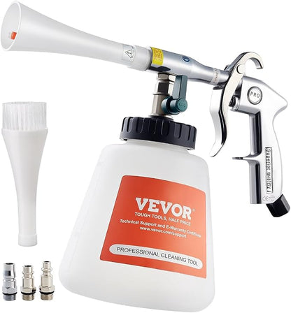 VEVOR Car Cleaning Gun, 6-9.2 Bar High-Pressure Air Blow Gun with 2 Set Nozzles & 1L Liquid Bottle, Vortex Cleaning Gun, Quickly Blasts Dirt and Dust from Surface, Work with 1/4 NPT Air Compressor
