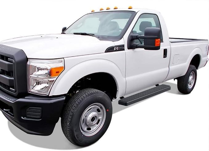 APS Running Boards (Nerf Bars Side Steps Step Bars) Compatible with Ford F250 F350 Super Duty 1999-2016 Regular Cab (Stainless Steel Black Powder Coated 6 inches)