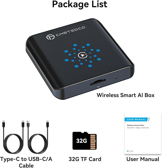 Magic CarPlay AI Box, Wireless CarPlay & Android Auto Adapter with Netflix/YouTube/TikTok, Plug & Play, Car Play Wireless Adapter Compatible with iPhone 7+/iOS 10+ & Android 11+