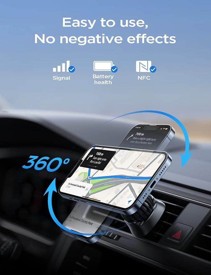LISEN Fits MagSafe Car Mount Car Phone Holder,Strong Magnetic Phone Holder for Car Magsafe, Dashboard Vent iPhone 16 Car Mount Holder Car Accessories for iPhone 16 15 14 13 12 Pro Max,Purple Kits