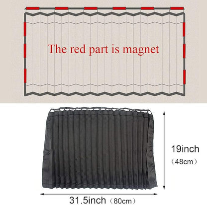 Ovege Car Window Shade - Side Window Sun Shade Curtain, Pleated Silky UV Protection Privacy, Baby Suction Magnetic (Black-Opaque, Back Seat 2pcs)