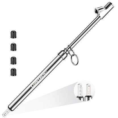 LUMITECO Dual Head Tire Pressure Gauge, Heavy Duty Extension Air Tire Gauge for Tire Pressure Range 10-150PSI 1-10BAR, Straight Foot Dual Head Chuck Auto Service Gage for Car,Semi Truck,RV,Motorcycle