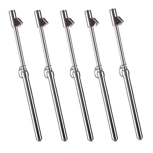 CZC AUTO Tire Pressure Gauge, Straight-on Foot Dual Head Chucks Auto Service Gage, Heavy Duty Air Gauge 10-150PSI 100-1000KPa for Car Truck RV Van (5 Packs, Silver)