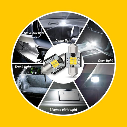 AUXITO Upgraded 1.25 inch 31MM DE3175 DE3021 Canbus Error Free Festoon LED Bulbs for Interior Car License Plate Dome Map Door Courtesy Maker Lights Xenon White, Pack of 2